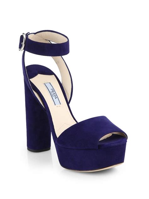 block heel sandal prada navy blue|Prada platform sandals.